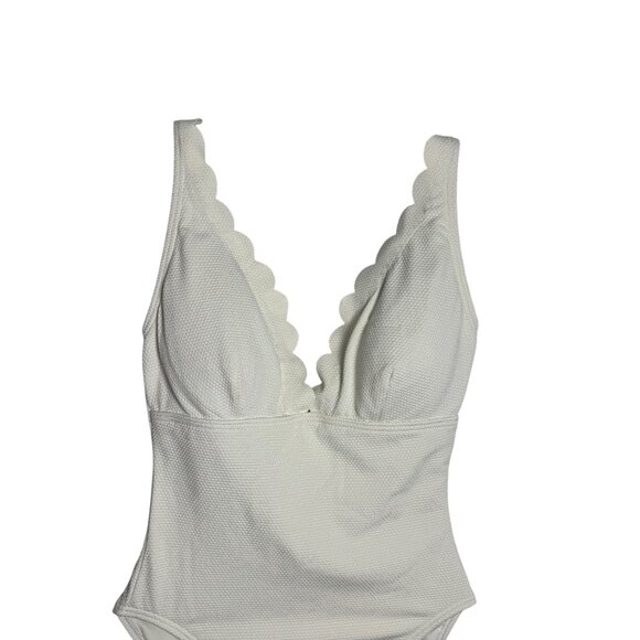 Kate Spade New York White Scalloped One-Piece Swimsuit Size Small - Picture 3 of 8